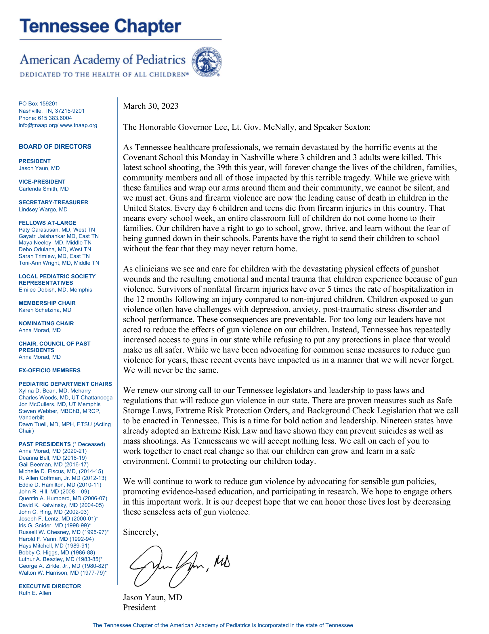 Open Letter from TNAAP